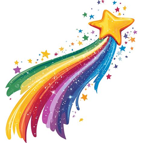 Rainbow Star Clipart Magical Shooting With Glitter Trail, Rainbow Star ...