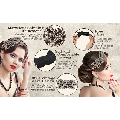 1920s Flapper Headbands for Women 20s Vintage Headpiece Rhinestone ...