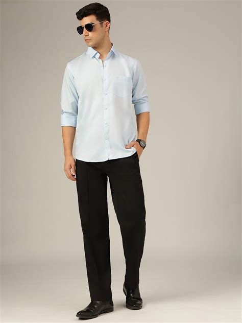 Sky Blue Colored Regular Fit Formal Shirt - Smart Fit - Dennison ...