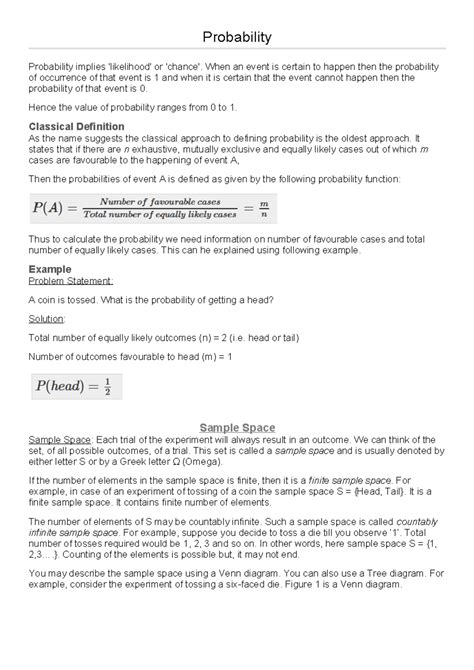 Ch 6 - Probability Concepts & Definitions - BCA Statistics Notes - Studocu