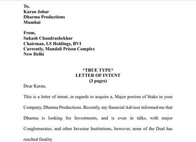 Conman Sukesh Chandrashekhar offers to invest in Karan Johar's Dharma ...