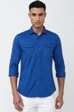 Buy Men Blue Slim Fit Solid Full Sleeves Casual Shirt Online - 870176 ...