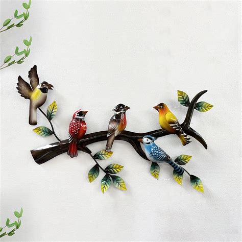 CraftVatika Metal Sparrow Birds Wall Art Decor Hanging Sculpture Wall ...