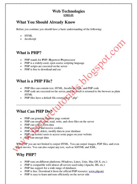 UNIT - 4 - nothing - Web Technologies UNIT-IV What You Should Already ...