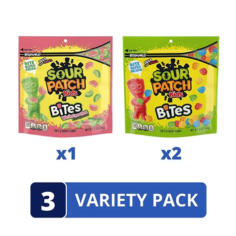 SOUR PATCH KIDS Bites Original and Watermelon Variety Pack - 12oz (Pack ...