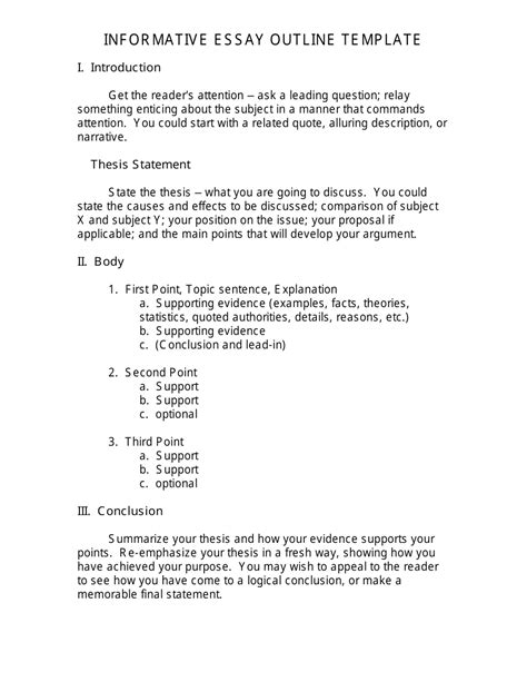 Image result for Informative Essay Outline Example