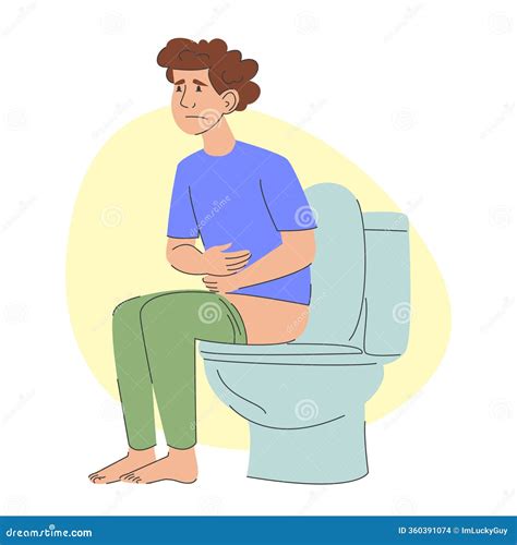 Diarrhea Male Vector Icon. Man Sitting On The Toilet. Medicine Or Antibiotic Side Effect ...