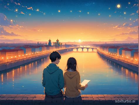LongDistance Love Boy on Bridge and Girl by City Window | SDXL Free Online