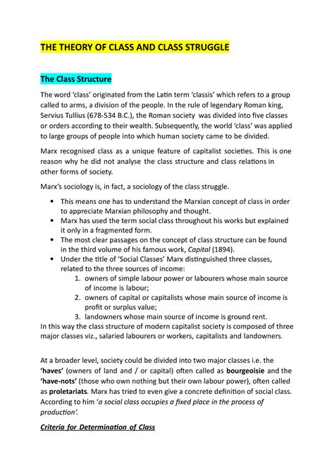 16. KARL MARX'S Theory OF Class AND Class Struggle - THE THEORY OF ...