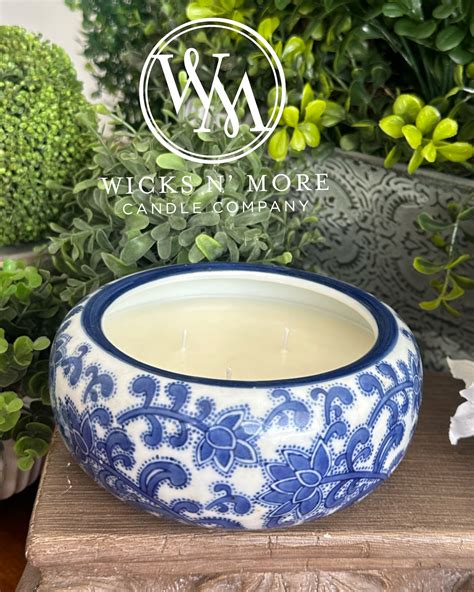 Blue/White Porcelain Scented Candle - Wicks N' More Candle Company