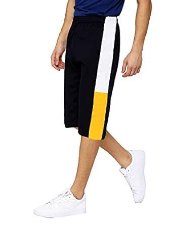 Maniac Color Block Men's Black,Yellow Cotton Three by Fourth, 3/4 ...