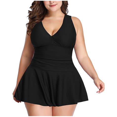 Aboser Plus Size Womens Tankini Swimsuits Sexy Push Up Swimdress with ...