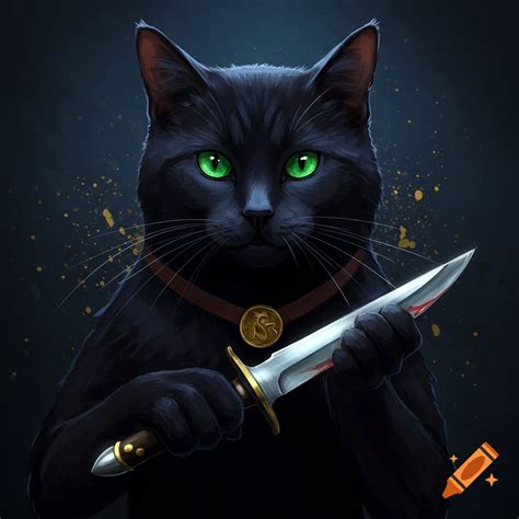 Cat with a knife on Craiyon