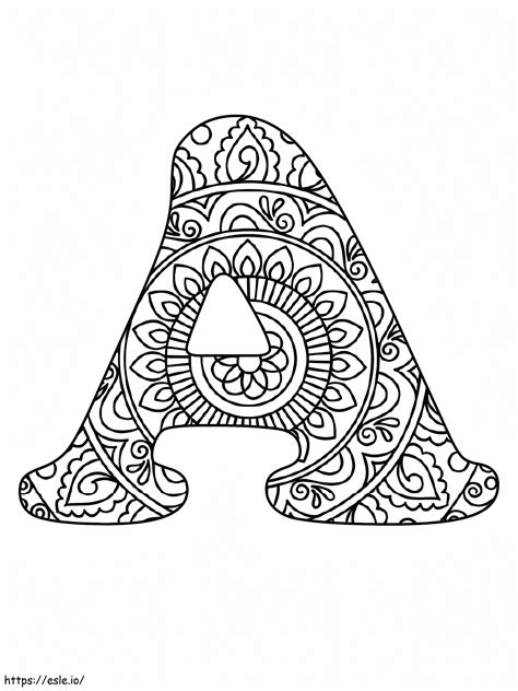 Letter A Mandala Alphabet coloring page