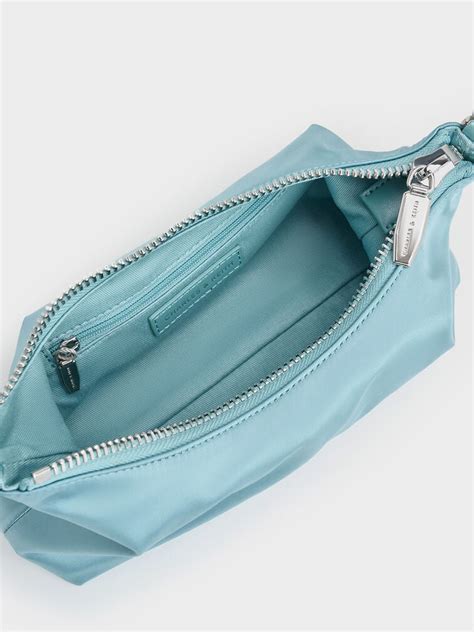 Sky Blue Satin Crystal-Embellished Chain-Handle Two-Way Bag - Sky Blue ...