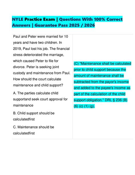 NYLE Practice Questions with Verified Solutions | Exams Law | Docsity