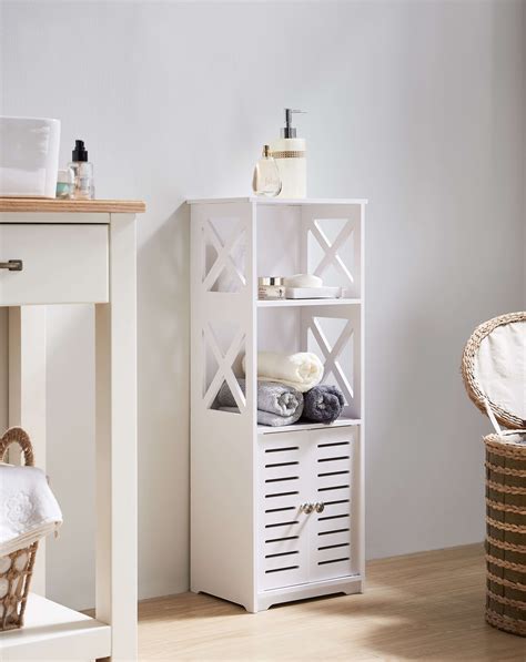 Kings Brand Furniture White Bathroom Cabinet with Spacious Shelf, 2 ...
