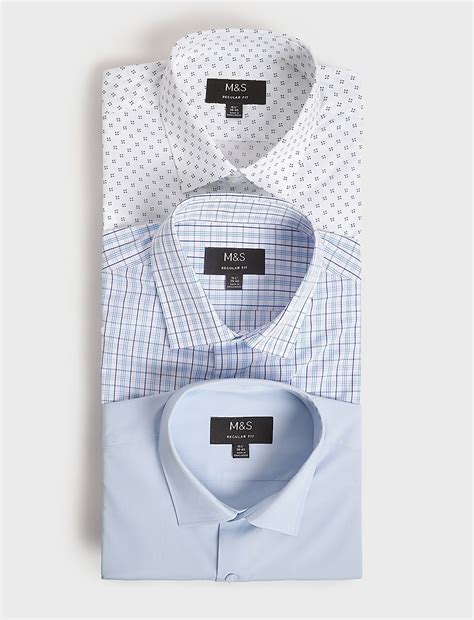 Buy 3pk Spread Collar Full Sleeves Shirt at Marks & Spencer