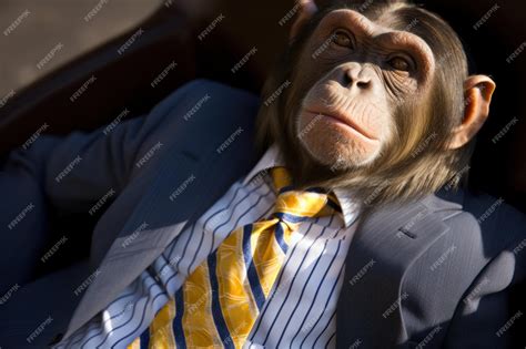 A monkey wearing a suit and tie | Premium AI-generated image
