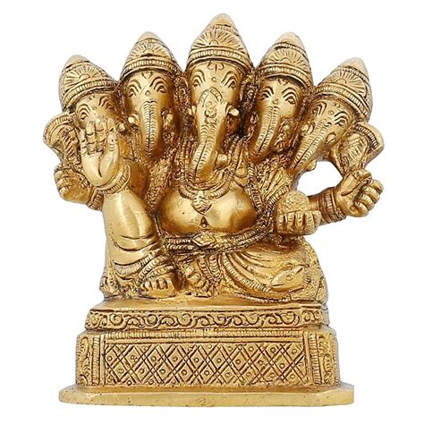 Buy Idol Collections Brass Panch-Mukhi Ganesha Ganesh Murti Idol Statue ...