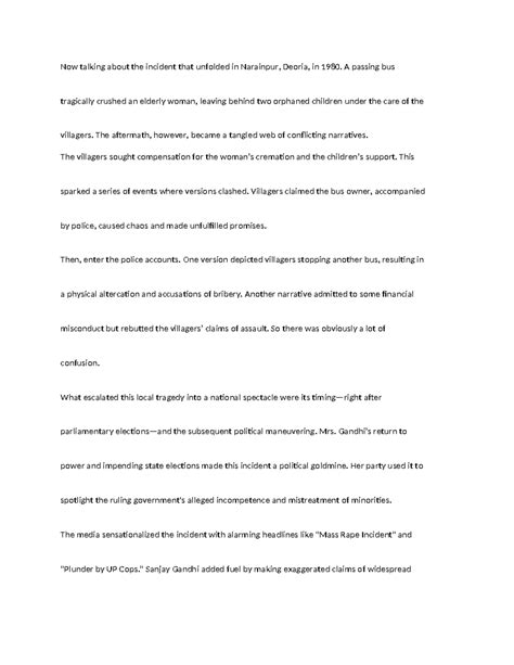Bras - Summary BA(P) political science - Now talking about the incident ...
