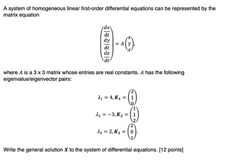 Image result for System of First Order Linear Differential Equation Using Matrix Method Examples