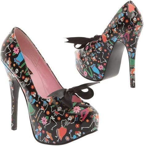 Dia De Los Muertos Bow Platform Heel