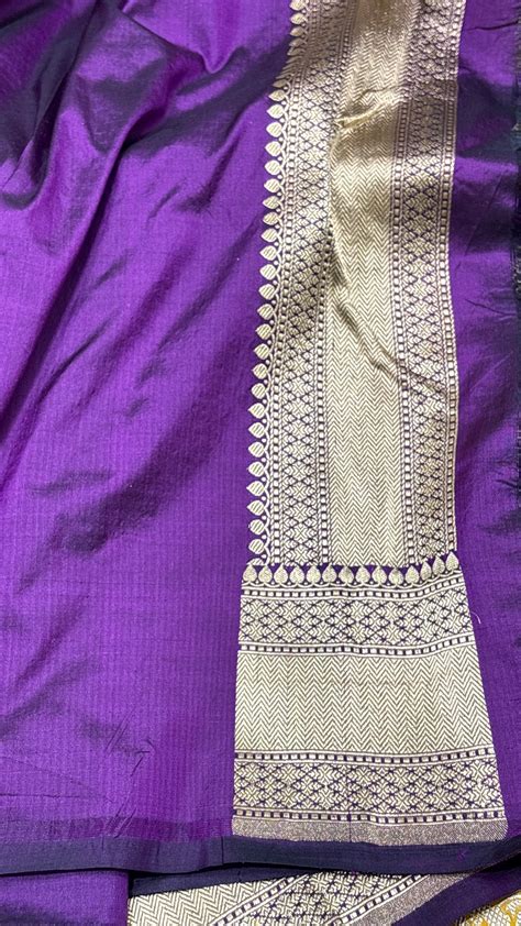Pure Katan Silk Banarasi Saree in Royal Violet – Heritage Banaras Luxury
