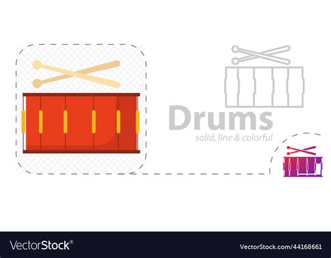 Drum isolated flat line icon Royalty Free Vector Image