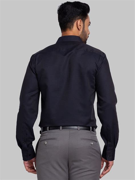Park Avenue Men Black Self Design Regular Fit Full Sleeve Ainsley Coll ...