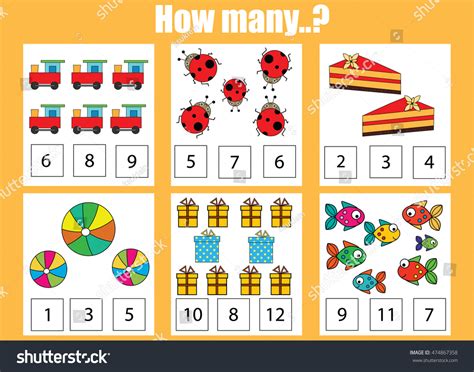 Counting Educational Children Game Kids Activity Stock Vector (Royalty ...