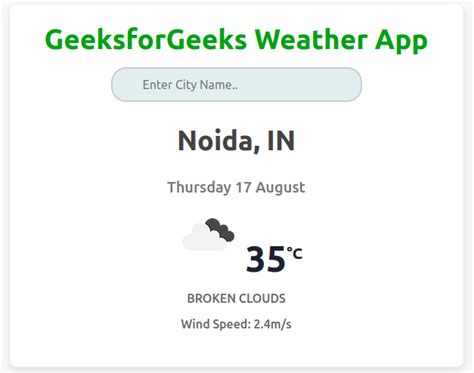 Weather App Using React JS 的图像结果