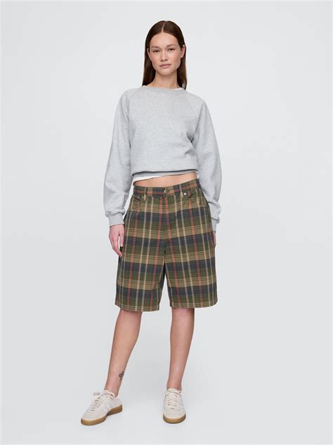 Relaxed Plaid Canvas Shorts | Gap