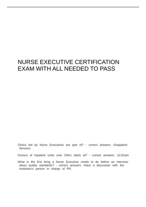 Nurse Executive Certification - Nurse Executive Certification - Stuvia US