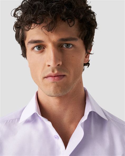 Light Purple Checked Cotton & TENCEL™ Lyocell Stretch Shirt - Eton