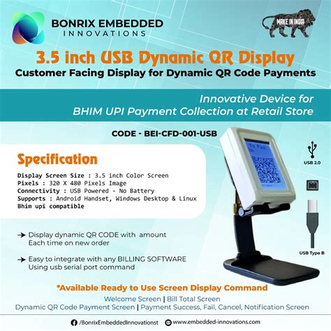 3.5 inch USB Dynamic QR Code Display with PLA Plastic Enclosure-Bonrix ...