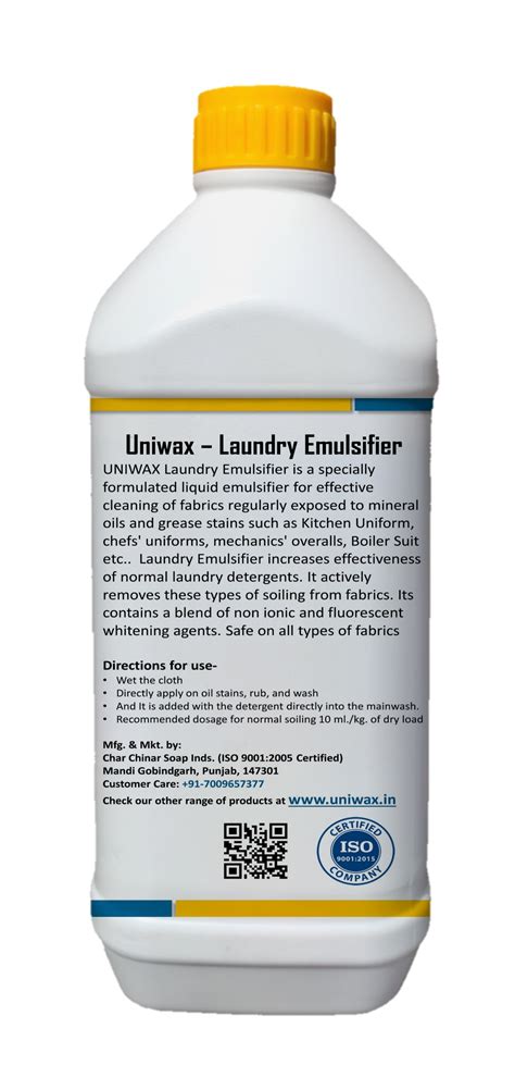 uniwax laundry emulsifier / detergent booster and oil stain remover