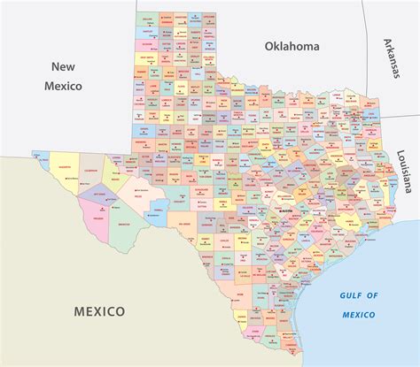 Map Of Counties Of Texas