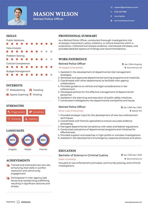 10+ Retired Police Officer Resume Samples & Templates for 2025