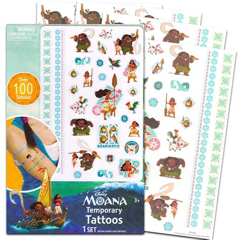 Beach Kids Disney Moana Temporary Tattoos Bundle - 100 Kids India | Ubuy
