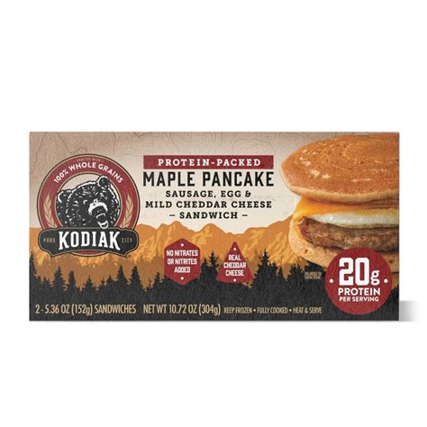 Kodiak Protein-Packed Frozen Breakfast Sandwiches, Sausage and Cheddar ...