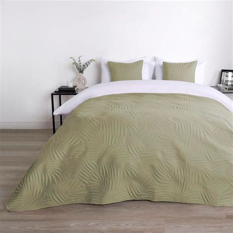 OHS Bed Throws King Size Leaf Pinsonic, Grey Quilted Throw Super King ...