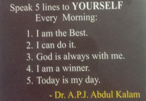 speak 5 lines yourself at every morning said by A.P.J Abdul Kalam ...