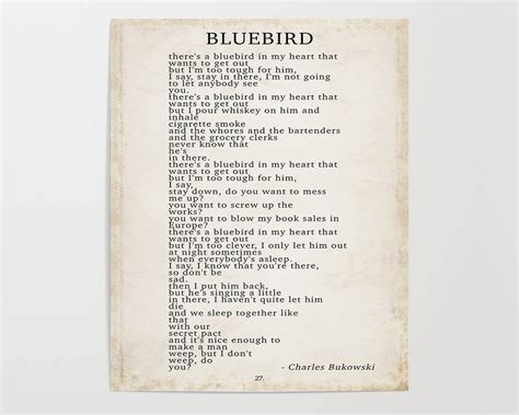 PRINTABLE Charles Bukowski Bluebird Poem Print Classic Poem - Etsy UK