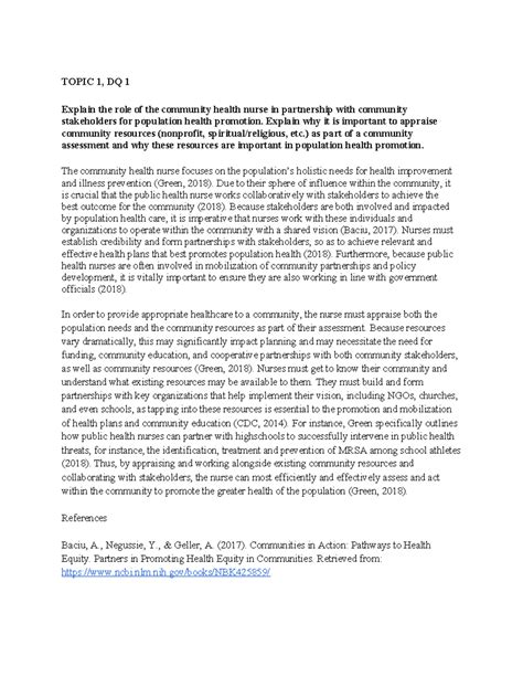 NRS 427 DQs - DQ samples for course - TOPIC 1, DQ 1 Explain the role of ...