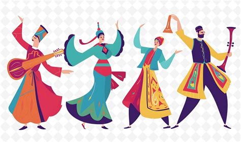 A cartoon of people dancing with a musical instrument | Premium AI ...