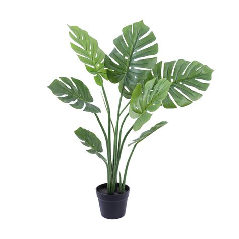 Buy Faux Realistic Monstera Plant With Black Pot - 3 Feet Online in ...