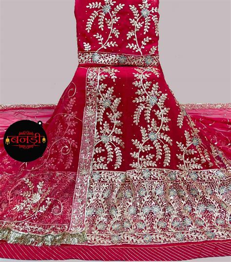 Cherry Red Color Poshak with Broad Border Lehenga