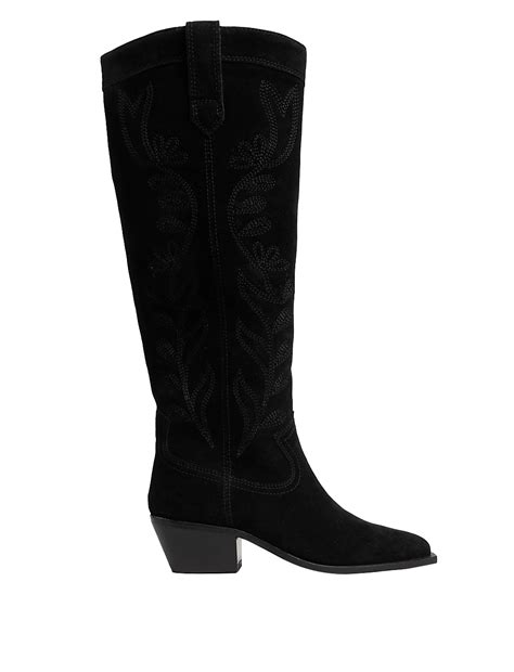 Buy Suede Western Block Heel Knee High Boots at Marks & Spencer