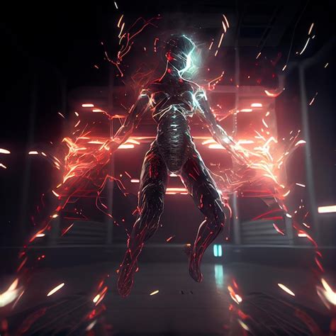 Cyborg modernisé Homme dans un exosquelette robotique Nouvelle arme ...